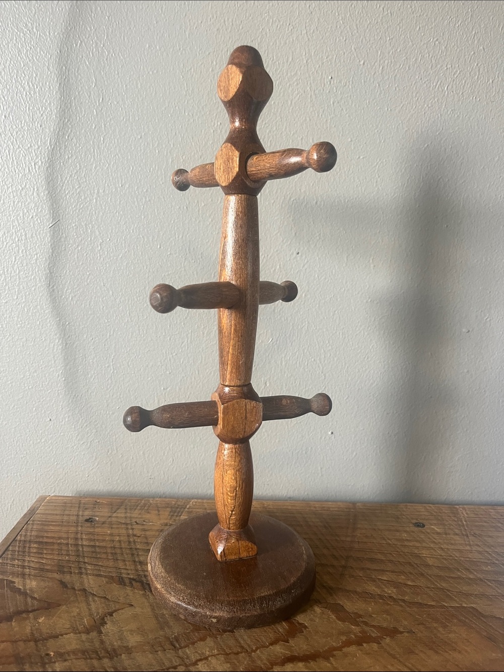 Vintage wood coffee mug tree